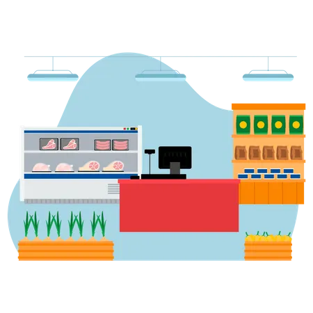 Supermarket billing counter  Illustration