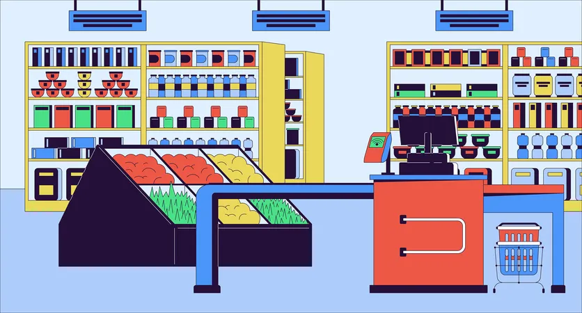 Supermarket checkout counter  Illustration