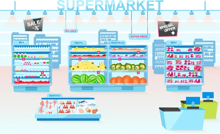 Supermarket departments  Illustration