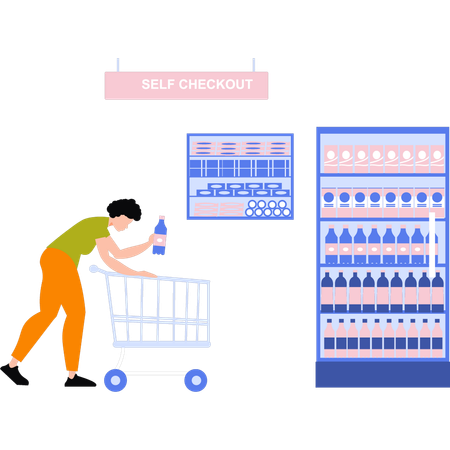 Supermarket has a self-checkout system  Illustration