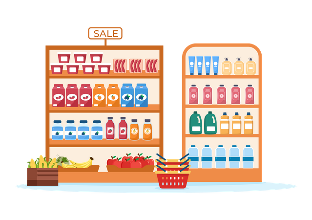 Supermarket interior  Illustration