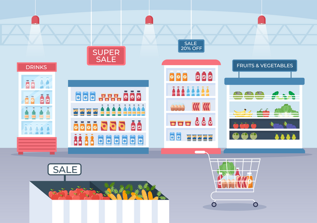 Supermarket Shopping Illustration