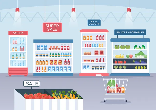 Supermarket Shopping Illustration