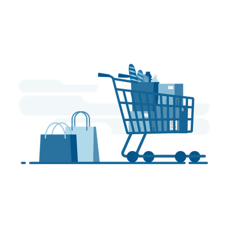 Supermarket shopping cart  Illustration