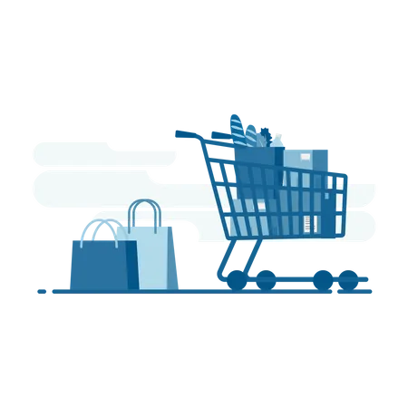 Supermarket shopping cart Illustration