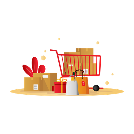 Supermarket shopping cart  Illustration