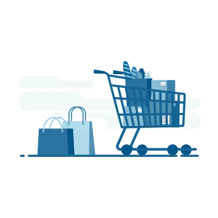 Supermarket shopping cart  Illustration