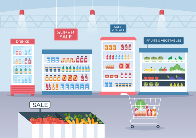 Supermarket Shopping  Illustration