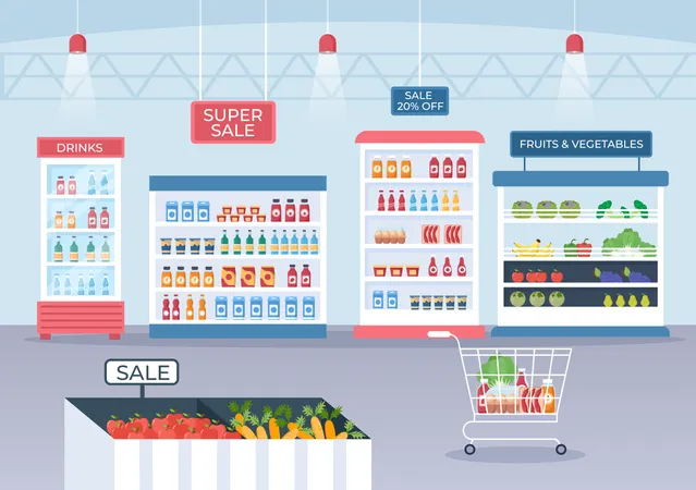 Supermarket Shopping  Illustration