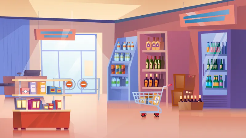 Supermercado de comestibles  Ilustración