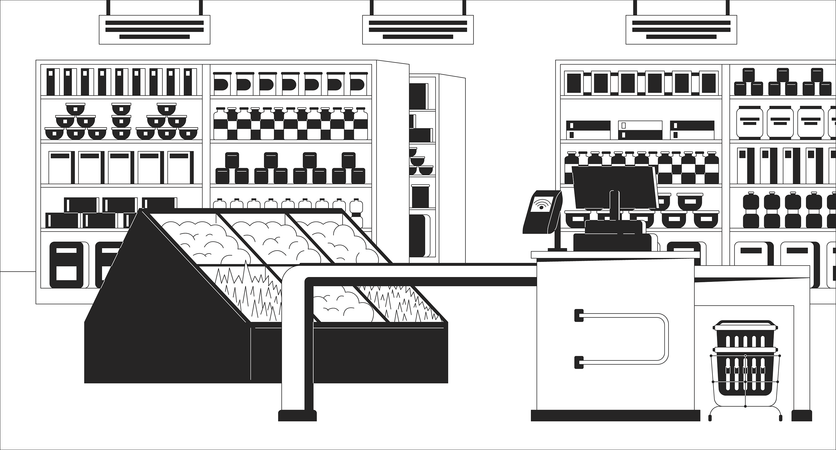 Caixa de supermercado  Ilustração