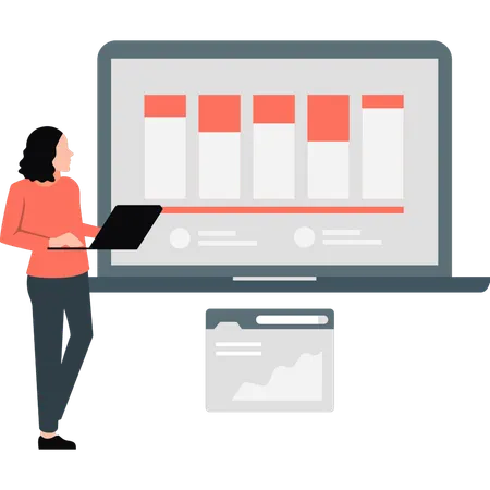 Supervisor comprueba el trabajo de los empleados gráficamente  Ilustración