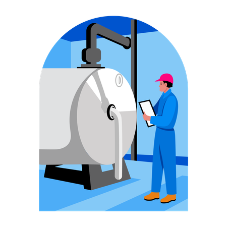 Supervisor doing factory inspection  Illustration