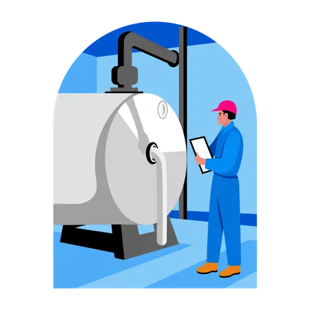 Supervisor doing factory inspection  Illustration