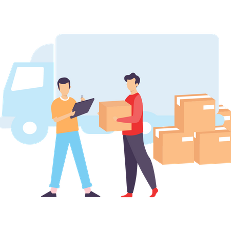 Supervisor noting parcel of Delivery  Illustration