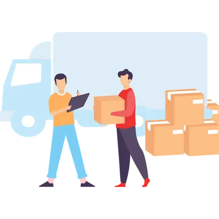 Supervisor noting parcel of Delivery  Illustration