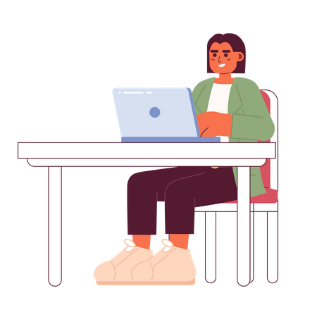 Supervisora feminina trabalhando no laptop  Ilustração