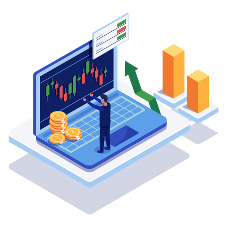 Suposição de lucro do mercado de ações  Ilustração