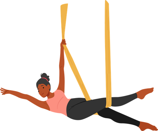 Supple Woman Character Suspended In Hammock  Illustration