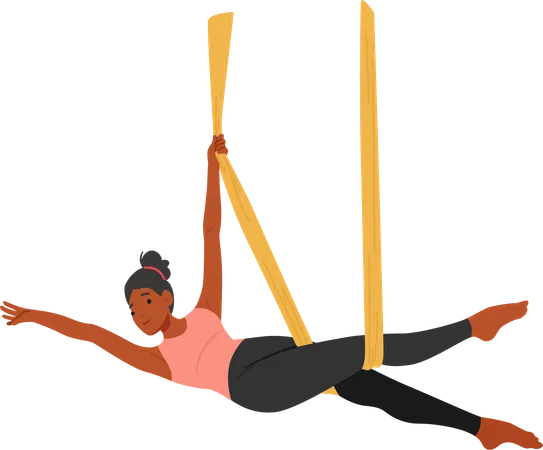 Supple Woman Character Suspended In Hammock  Illustration