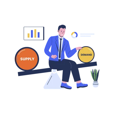 Vector Of Supply And Demand Illustration Economy Business Illustration Flat Design Illustration イラスト