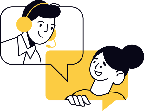 Support agent calling clients of company  Illustration