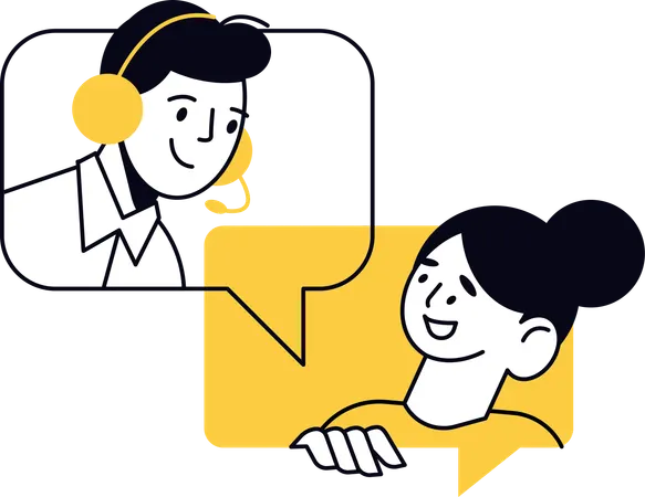 Support agent calling clients of company  Illustration