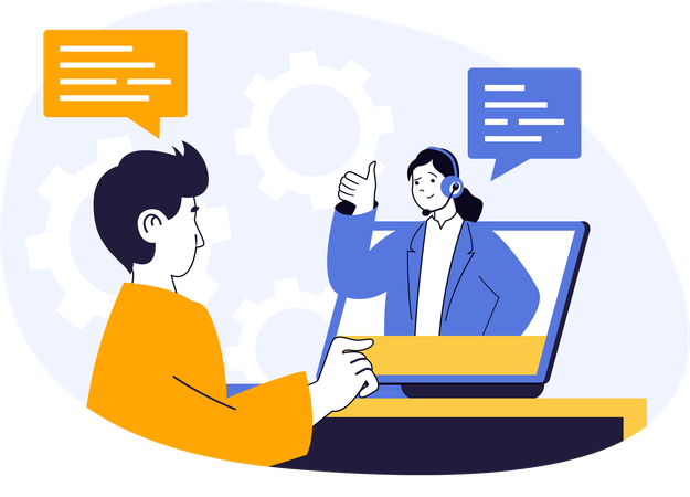 Support agent solving customer inquiry  Illustration