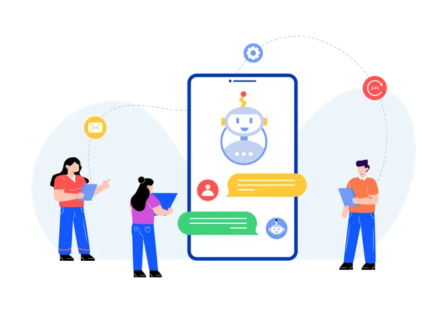 Assistance chatbot en ligne  Illustration