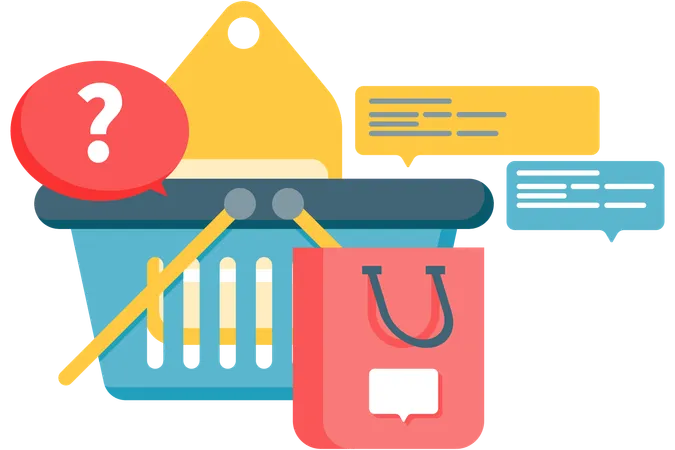 Assistance e-commerce en ligne  Illustration