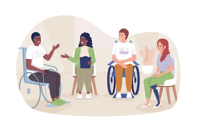 Support group for disabled patients Illustration