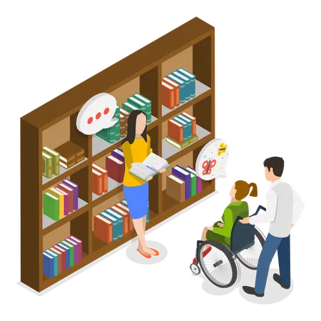 3 D Isometric Flat Vector Illustration Of Support Kids With Special Needs Educational Specialist Service Item 3 Illustration
