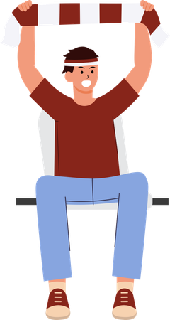 Supporter Indonesia holding scarf  Illustration