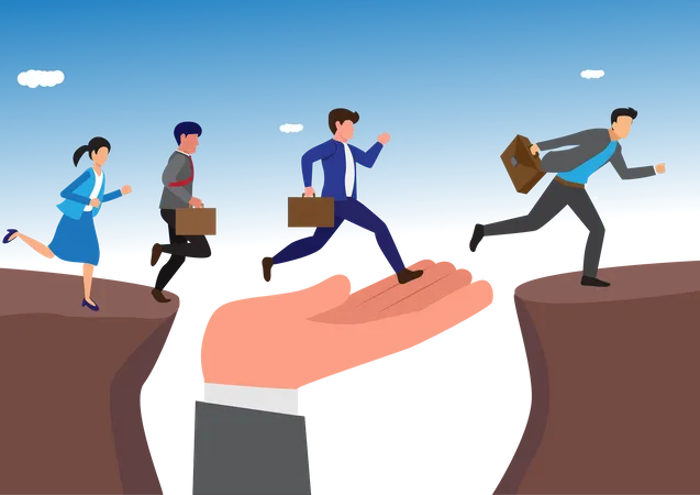 Supporting hand in business career  Illustration