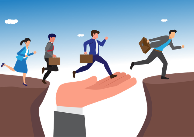 Supporting hand in business career  Illustration