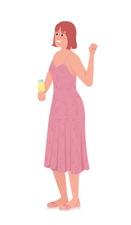 Supportive bridesmaid in summer dress  Illustration