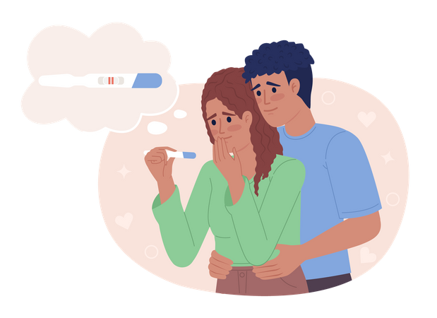Supportive husband during pregnancy test reveal  イラスト