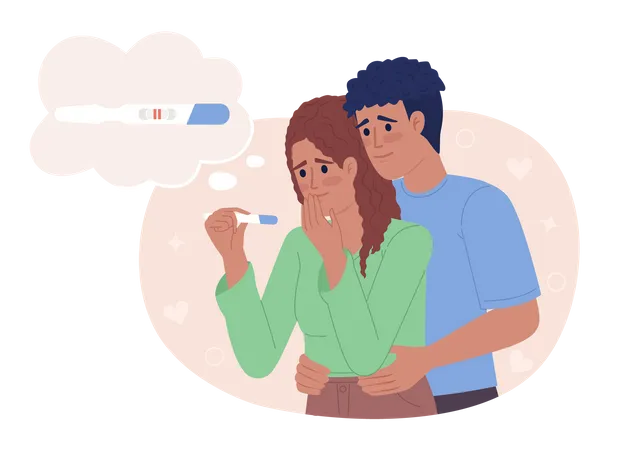 Supportive husband during pregnancy test reveal  Illustration