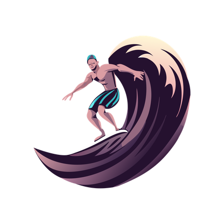 Surf de olas  Ilustración