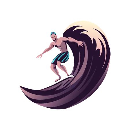 Surf de olas  Ilustración