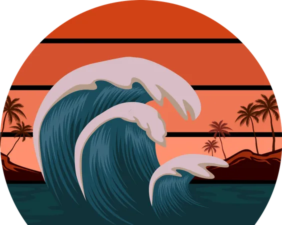 Olas de surf  Ilustración