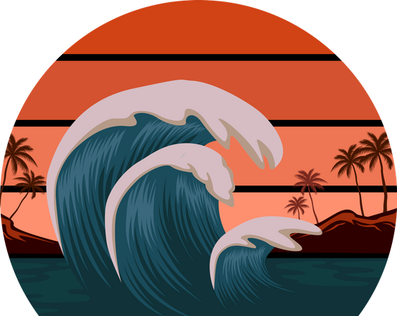 Surfer sur les vagues  Illustration