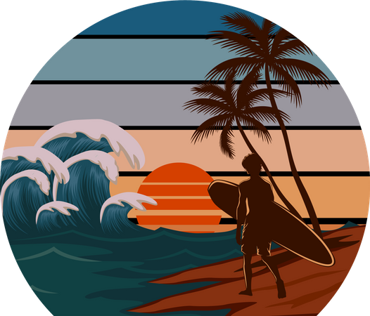 Surfer sur une vague sauvage  Illustration