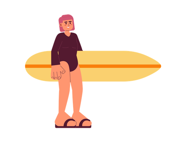 Surfer girl holding surfboard  イラスト