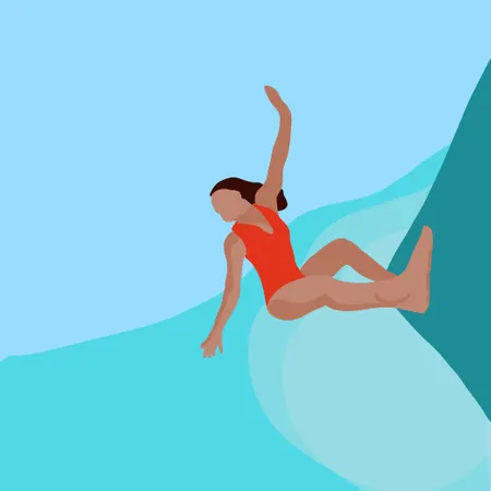 Surfer girl riding a surfboard  Illustration