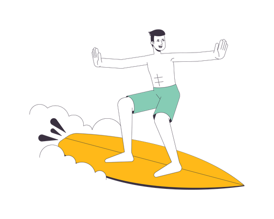 Surfer man on wave  Illustration