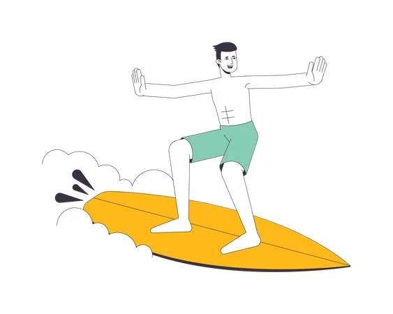 Surfer man on wave  Illustration