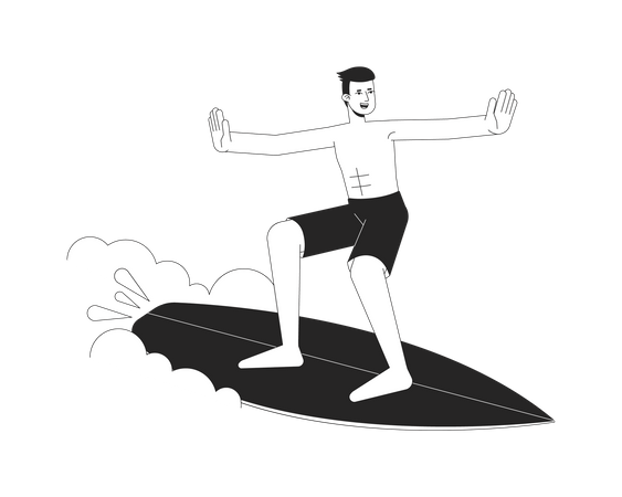 Surfer man on wave  Illustration