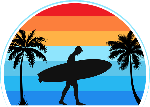 Surfer with surfboard  Illustration
