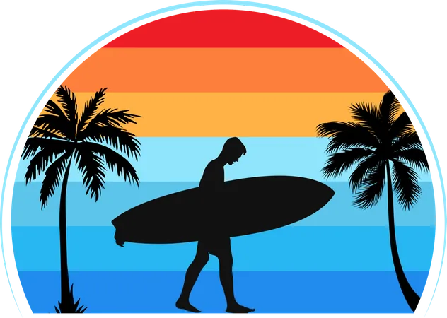 Surfer with surfboard  Illustration